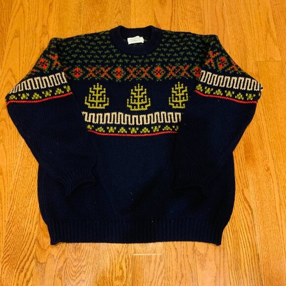 Vintage United Colors of Benetton Shetland Wool Knitted Sweater Size M - Picture 1 of 14